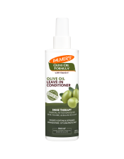 Effectively nourishes extremely dry hair and scalp experiencing dullness and frizz, while maximizing fullness and improving manageability, leaving hair irresistibly soft and shiny
-Now with cold pressed extra virgin olive oil 
-For dull, dry or frizz prone hair + Jamaican black castor oil
-Provides essential antioxidants for healthy scalp and smooth, shiny hair
Suitable for Vegans
Directions:
After shampooing and conditioning with Palmer’s Olive Oil Formula Shine Therapy, spray directly onto damp hair in even sections. Comb through from root to tip. Can also be applied on dry hair for additional moisture.