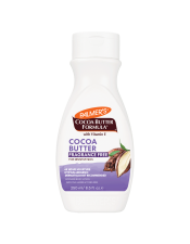 Soften and Smooth rough, dry skin with Palmer’s Cocoa Butter Formula Fragrance free daily body lotion, crafted with intensively moisturising Cocoa Butter and Vitamin E. Specially formulated for sensitive skin.
Fragrance Free, Hypoallergenic, Suitable For Eczema Prone Skin 
48-hour moisture 
Suitable for Vegans.